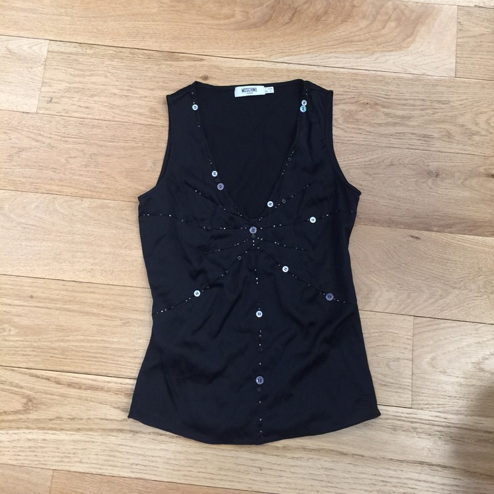 Vintage Silk Black Moschino Top Size 4